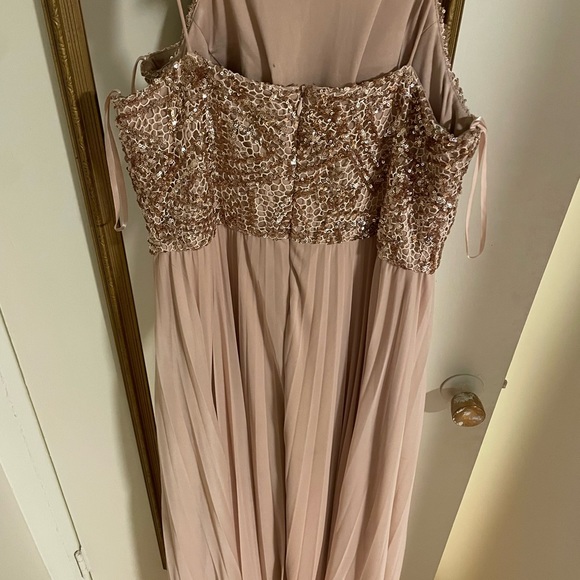 Halter Sequined Pleated A-Line Dress, lightly used, size 14, dry cleaned. - Picture 4 of 8